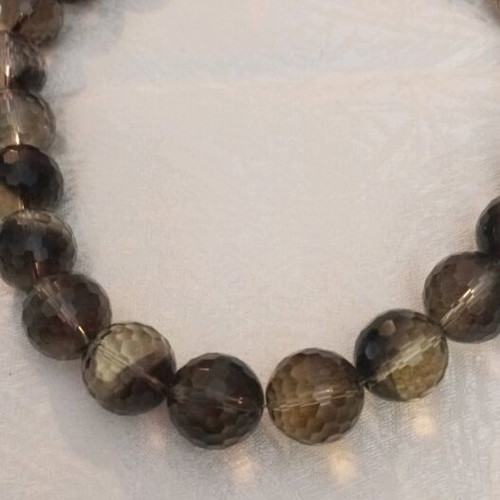Smoky Quartz Necklace 925 Silver used, faceted stones, 45cm