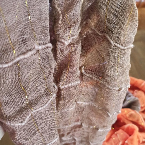 Cotton scarves new with subtle gold thread, set of 2 pieces