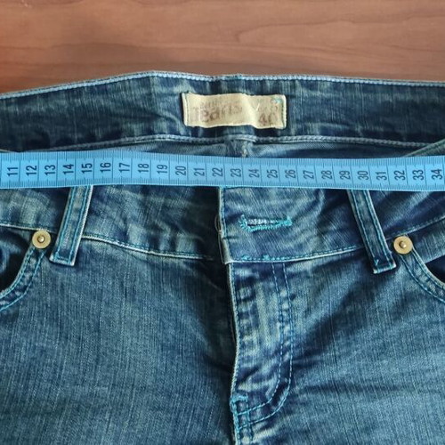 Bershka No 40 Flared Jeans like new, blue with greenish-brown shades