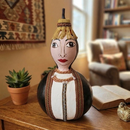 Handmade Pontic Woman Decorative Gourd