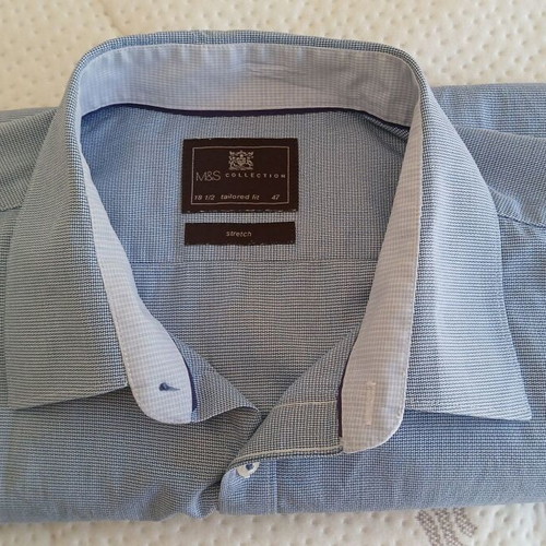 Marks & Spencer men's shirt used, 3XL, white and blue