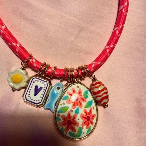 Long necklace Zara pink and gold like new
