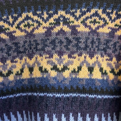 GIPSY Vintage men's jacquard sweater with Scandinavian pattern, size Large