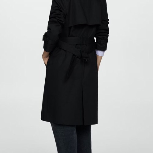 Mango black trench coat new, size M