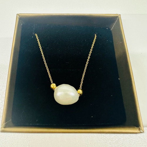 Gregio silver necklace with pearl new 925 gold tone