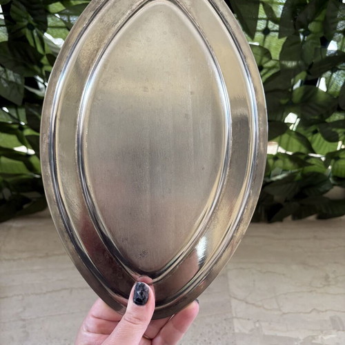 Stainless steel serving platter, oval 28 x 17 cm