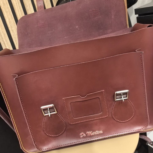 Dr. Martens leather laptop and school bag, burgundy