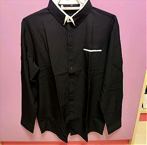 Μαύρο ανδρικό πουκάμισο Medium(slim fit) / Small (regular fit)