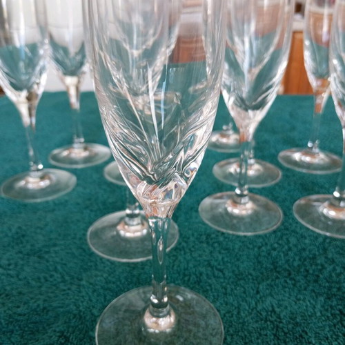 Nachtmann crystal glasses new, set of 11, tall champagne flutes