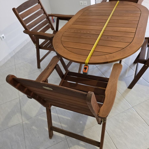 Garden table with 4 folding armchairs