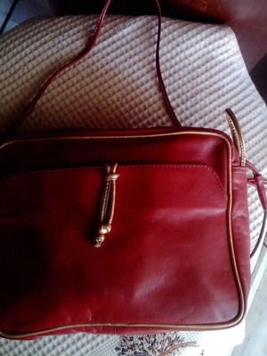 Vintage red leather women's shoulder crossbody bag