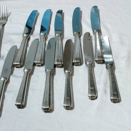 Hepp Pforzheim 44-Piece Silver-Plated Cutlery Set for 11 People used