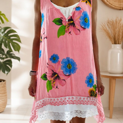 Boho summer dress like new, one size, floral print