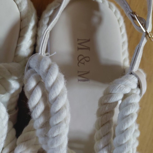 M&M Shoes Flatform Rope Sandals Size 39 Like New Beige