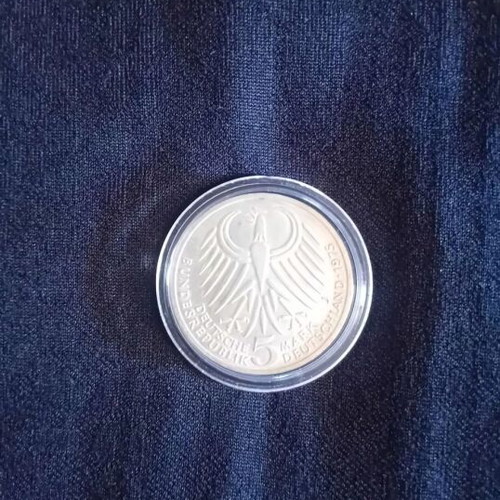 Silver Coin Germany 5 Mark 1975 commemorative, like new