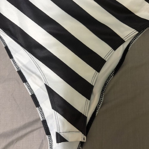 Shein bodysuit XS used, black and white stripes, high neck