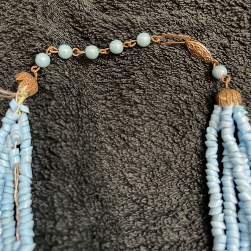 Vintage women's necklace boho style with natural amazonite, used