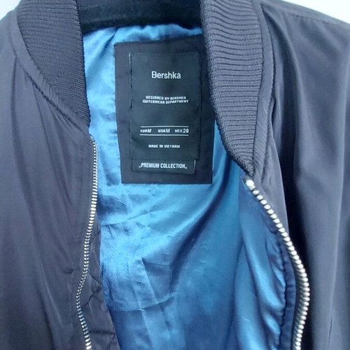 Bershka bomber jacket black with blue lining like new, size M