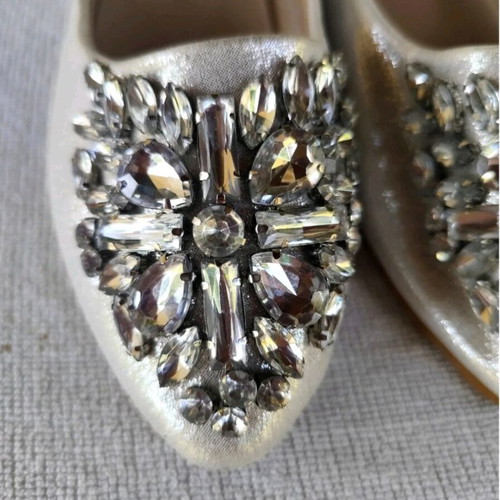 Ballerina shoes silver size 40 new embroidered with strass
