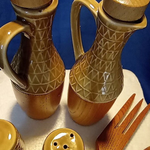 Vintage Japanese Continental Table Set new, wood and ceramic