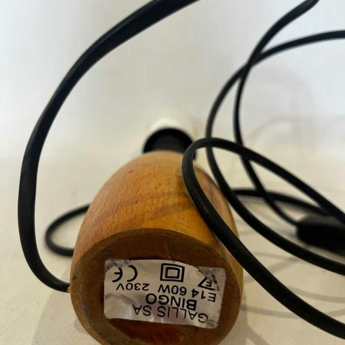 Table lamp with wooden base used, 230V 60W 26x6