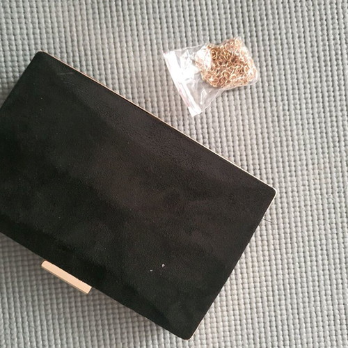 Bag to Bag women's clutch bag new, black velvet with gold details