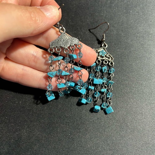 Boho earrings like new with blue stones
