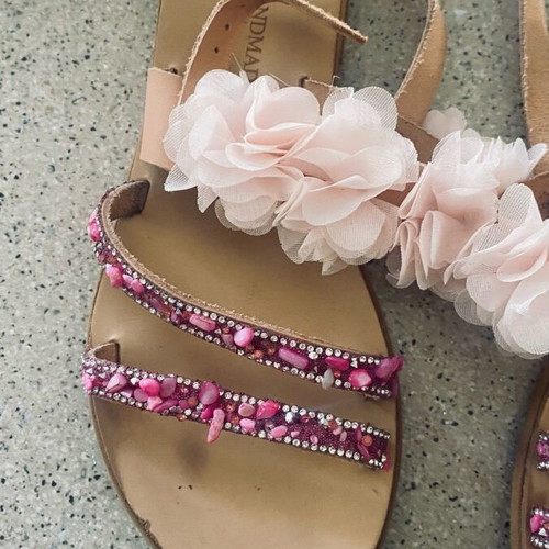 Handmade leather sandals like new, size 36, beige and pink