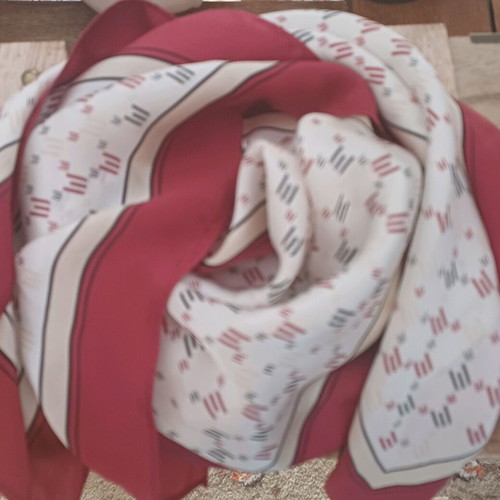 Square silk scarf like new, 63x63 cm, white and red