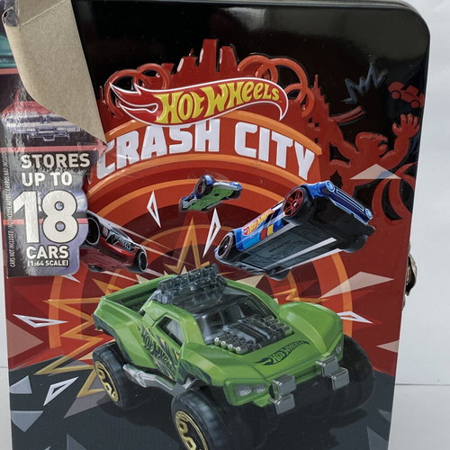 Hot Wheels Crash City metal case for 18 cars new