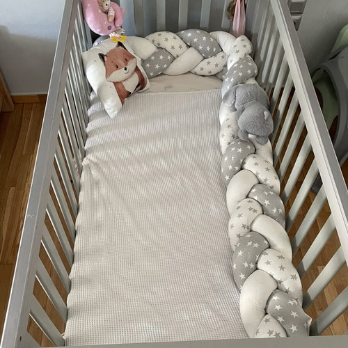 Bebe Stars Oslo multifunctional baby cot grey with mattress gift