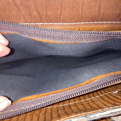 Gregory leather briefcase used, 00's vintage, brown and gold