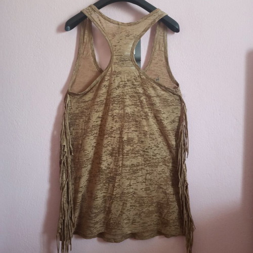 Attrattivo women's brown top small like new with fringes and sporty back
