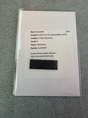2025-2026 Panini EuroLeague Select In Flight Signatures Will Clyburn card new