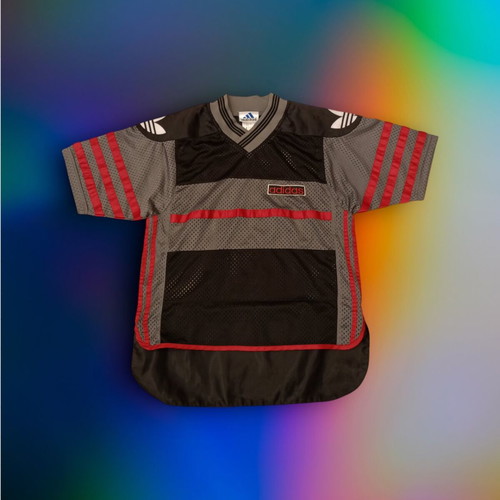 Adidas vintage mesh jersey used, size S, black-red