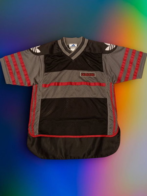 Adidas vintage mesh jersey used, size S, black-red