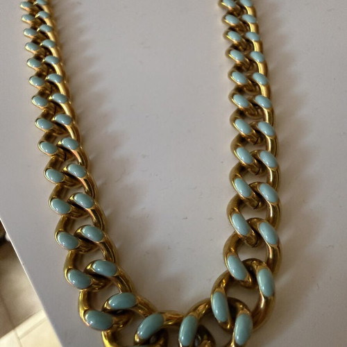 Necklace chain thick gold turquoise new