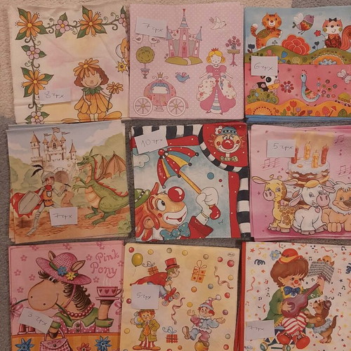 Decoupage napkins used, all together