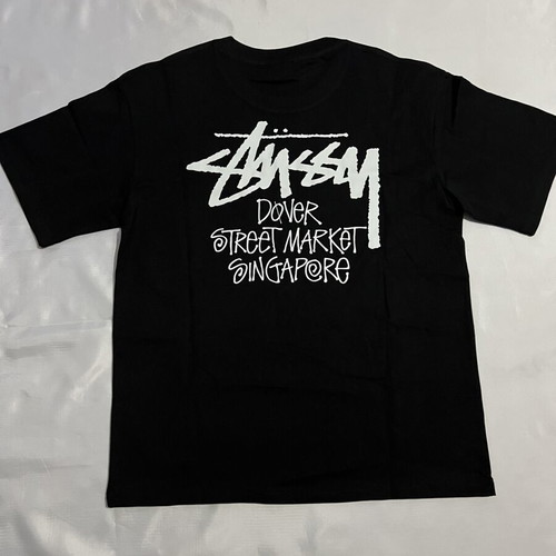 Stüssy Black T-Shirt with Dover Street Market Singapore Graphic, M