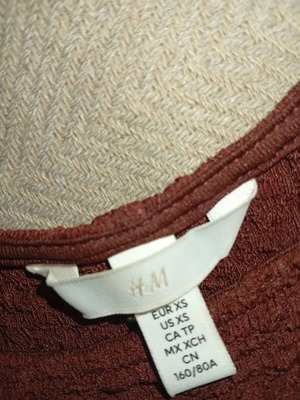H.M dress XS, slightly elastic, burgundy brown, below knee length