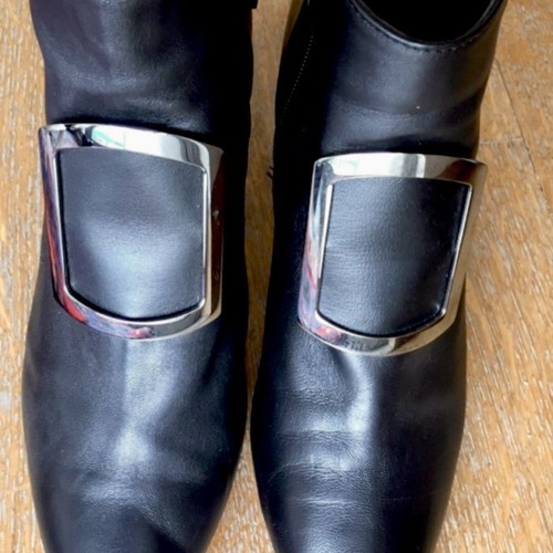 Brunate leather handmade ankle boots size 36.5 with silver buckle