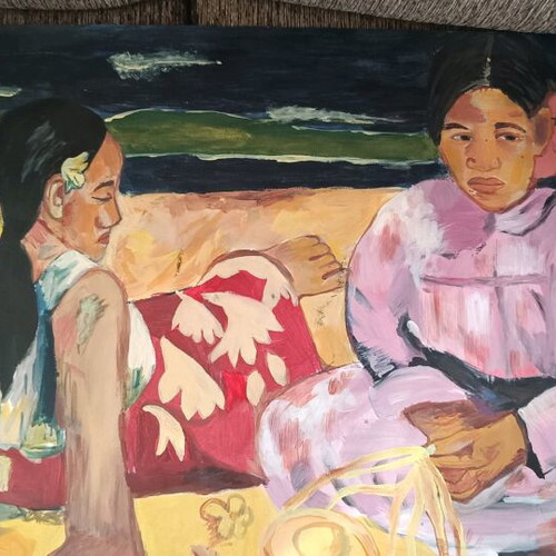 Art painting Femmes de Tahiti ou Sur la Plage acrylic new
