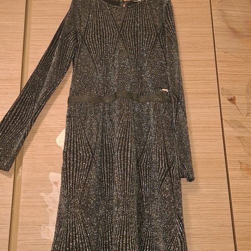 Guess girls' dress black lurex with silver evening like new