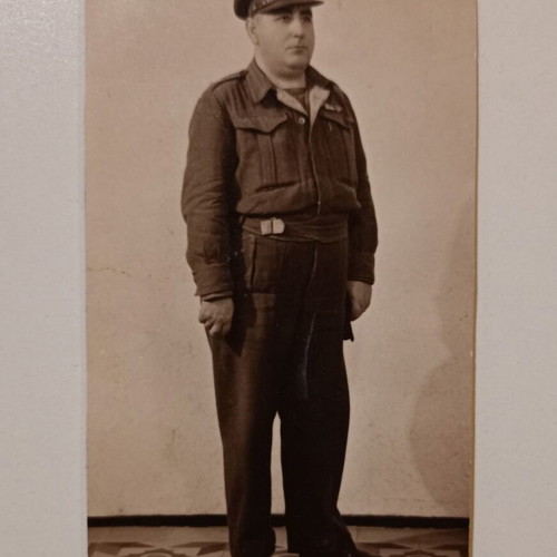 Old soldier photograph used with dedication 1947