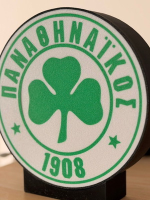 3D Printed Stand Panathinaikos Sign with Stand and Wall Mount