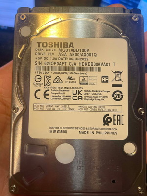 Σκληρός δίσκος Toshiba MQ01ABD100V 1TB 2.5” SATA μεταχειρισμένος