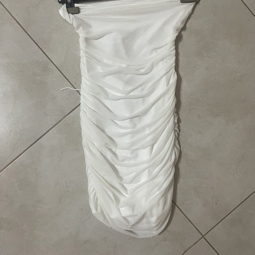 Shein white dress with open back and laces, size XS
