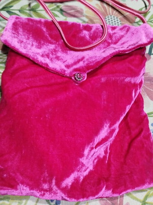 Velvet crossbody bag pink, new handmade design