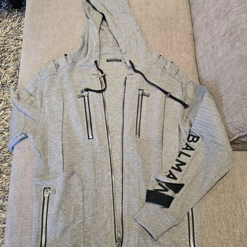 Balmain gray zip-up hoodie like new, size S