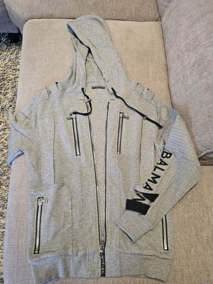 Balmain gray zip-up hoodie like new, size S